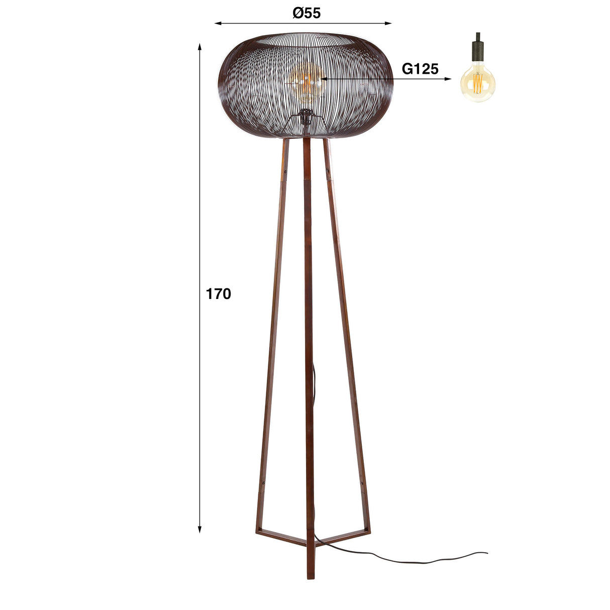 Floor lamp Jill 3-leg copper Ø55 cm