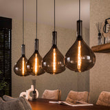 Industrial Hanging Lamp 4-light Smokey Glass Karen