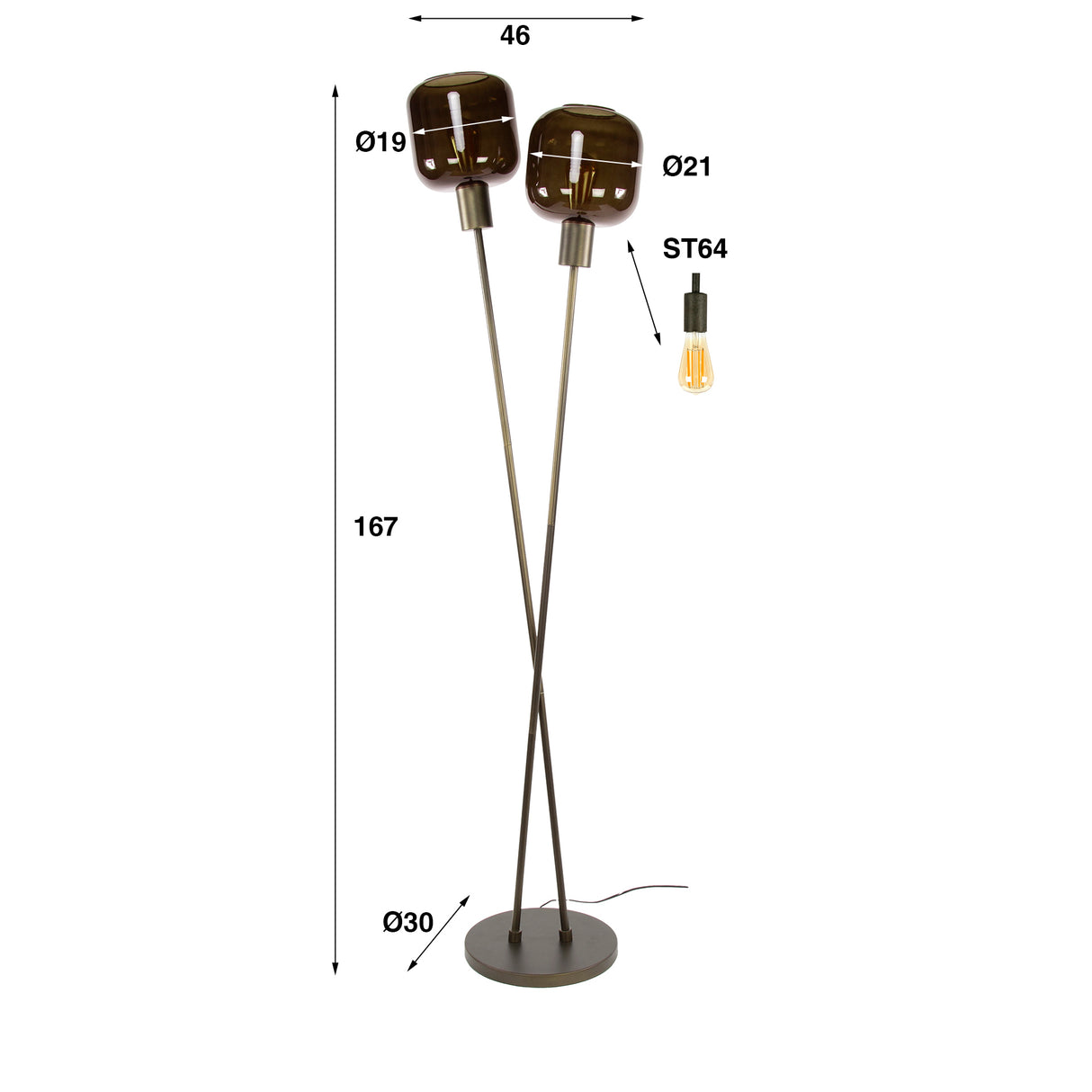 Floor lamp Terra Duo 2-lights - Brown 