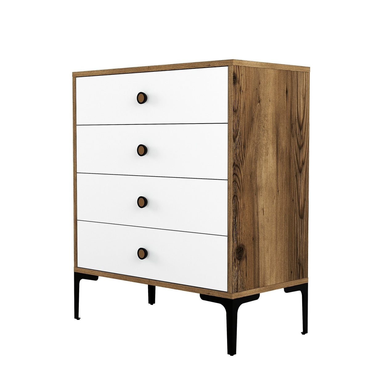 Chest of drawers Lizbon walnut white melamine 76x90.7x40 cm