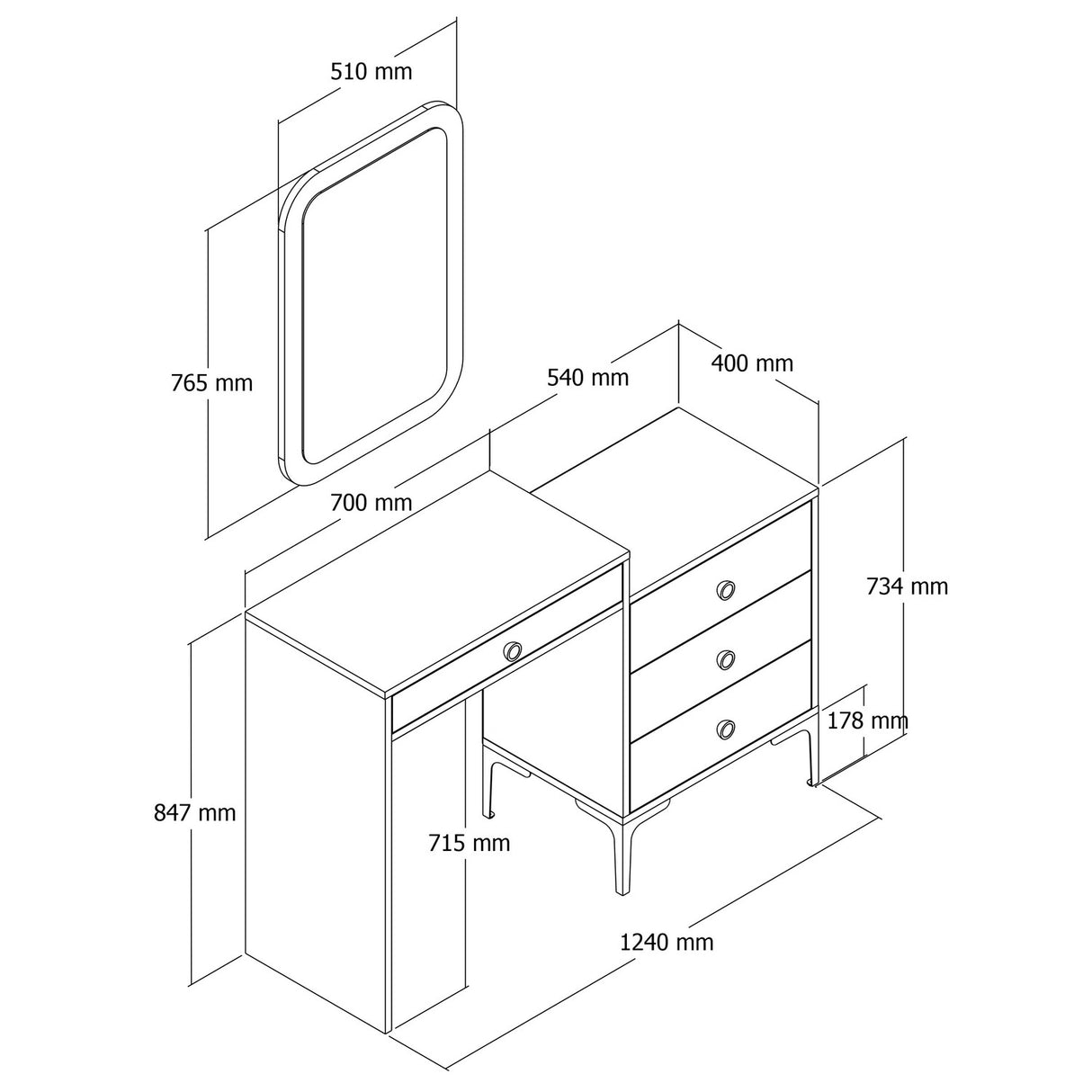 Chest of drawers Lizbon walnut white melamine 124x84.7x40 cm