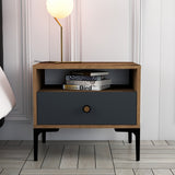 Bedside table Lizbon Walnut Anthracite Melamine 56x50.8x40 cm