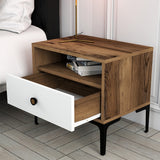 Bedside table Lizbon walnut white melamine 56x50.8x40 cm