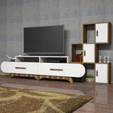 TV furniture set flora s walnut white melamine 205x50x36.8 cm