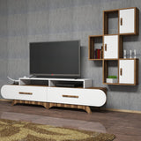 TV furniture set flora s walnut white melamine 205x50x36.8 cm