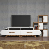 TV furniture set flora s walnut white melamine 205x50x36.8 cm