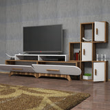 TV furniture set flora s walnut white melamine 205x50x36.8 cm