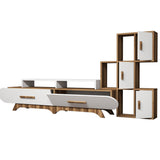 TV furniture set flora s walnut white melamine 205x50x36.8 cm