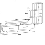 TV furniture set flora s walnut white melamine 205x50x36.8 cm