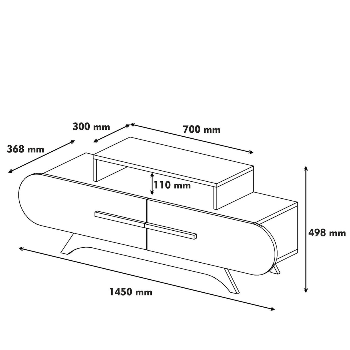 TV furniture rose walnut white melamine 145x49.8x36.8 cm