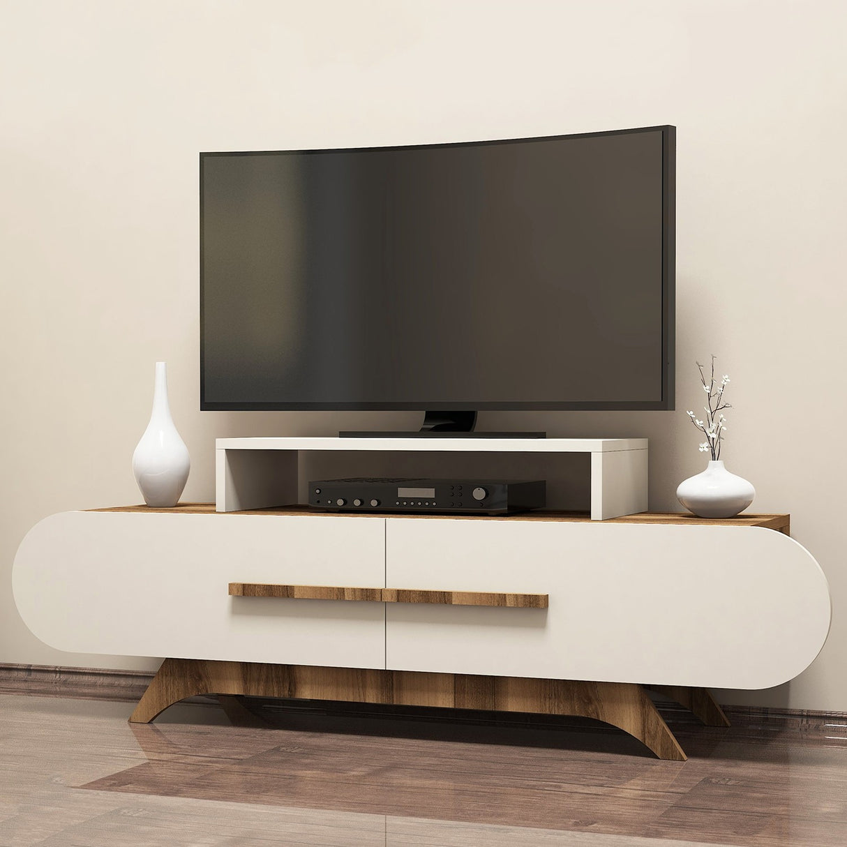 TV furniture rose walnut cream melamine 145x49.8x36.8 cm