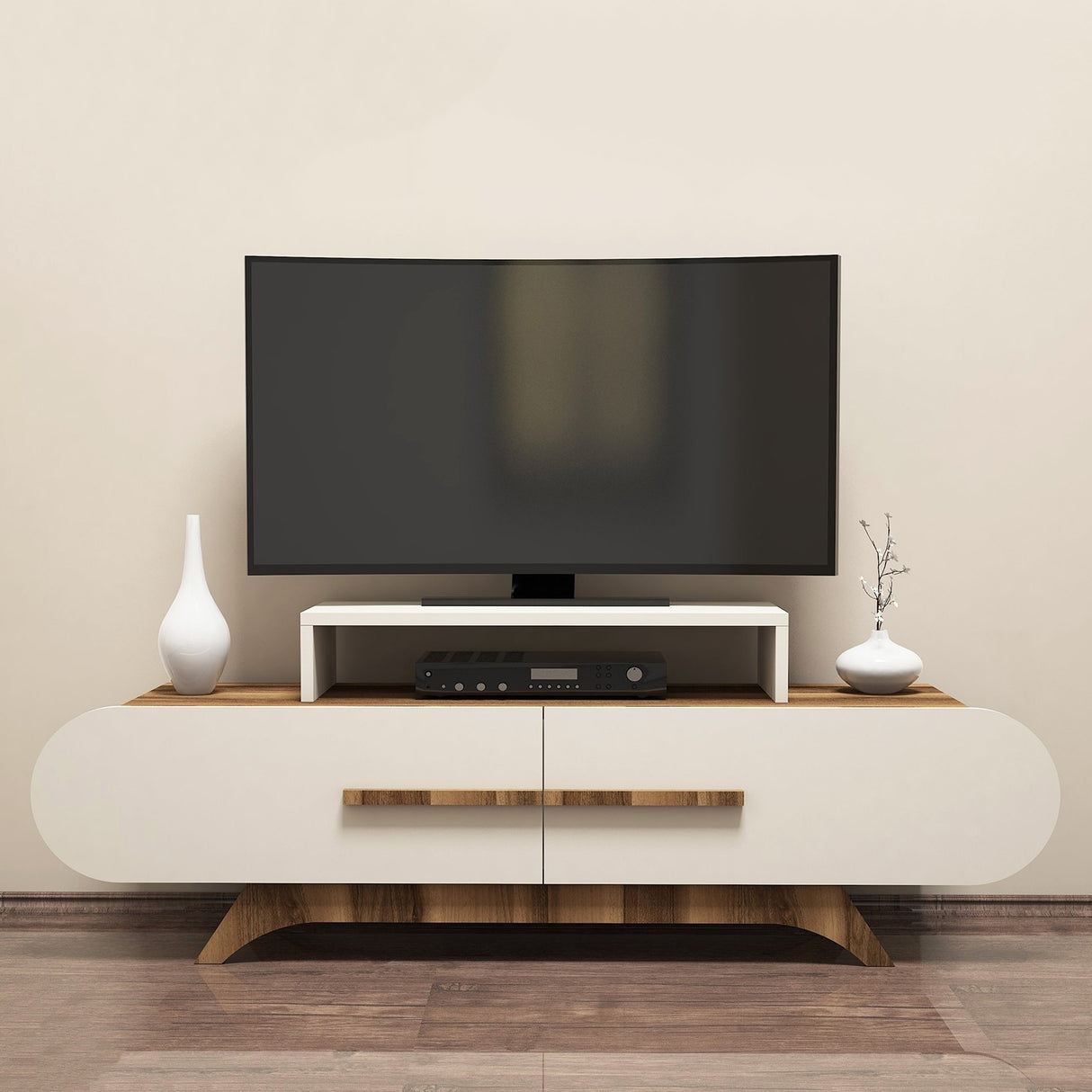 TV furniture rose walnut cream melamine 145x49.8x36.8 cm