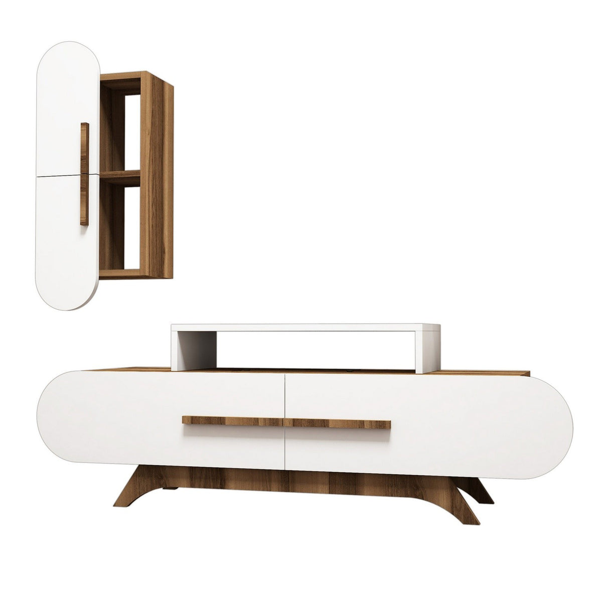 TV furniture set rose walnut white melamine 145x49.8x36.8 cm