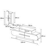 TV furniture set rose walnut white melamine 145x49.8x36.8 cm