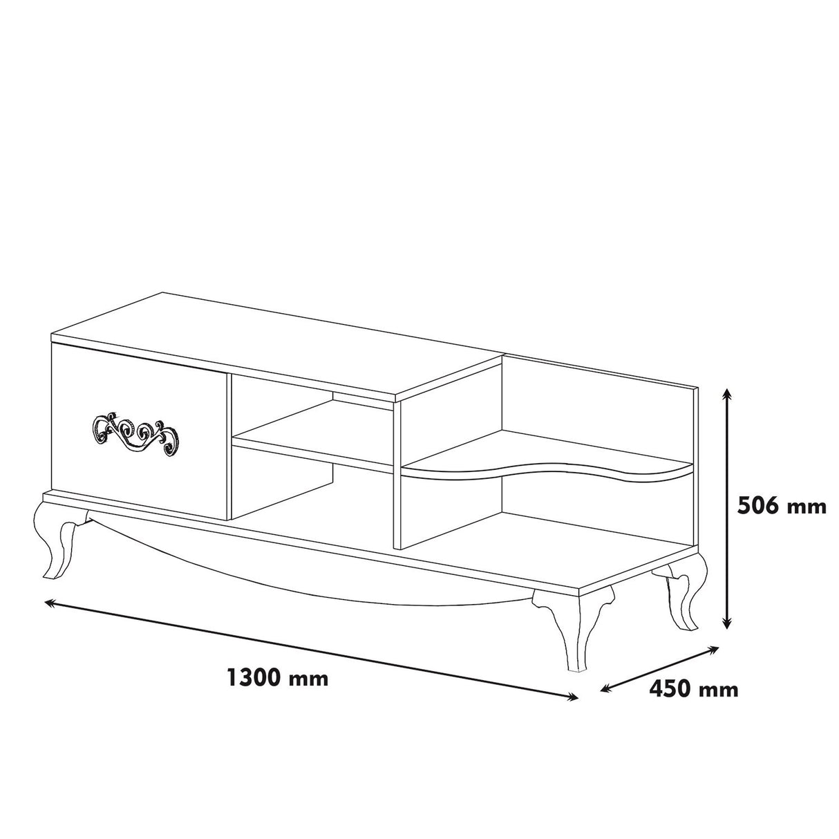 TV Furniture Sultan Walnut White Melamine 130x50.6x45 cm