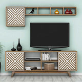 TV furniture set inci walnut white melamine 160x56.2x35 cm