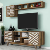 TV furniture set inci walnut white melamine 160x56.2x35 cm