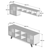 TV furniture set inci walnut white melamine 160x56.2x35 cm