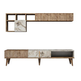 TV furniture set Milan Walnut White Marble Melamine 180x40x35 cm