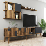 TV furniture set madrid walnut anthracite melamine 180x48.6x33.8 cm