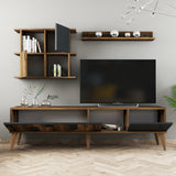 TV furniture set madrid walnut anthracite melamine 180x48.6x33.8 cm