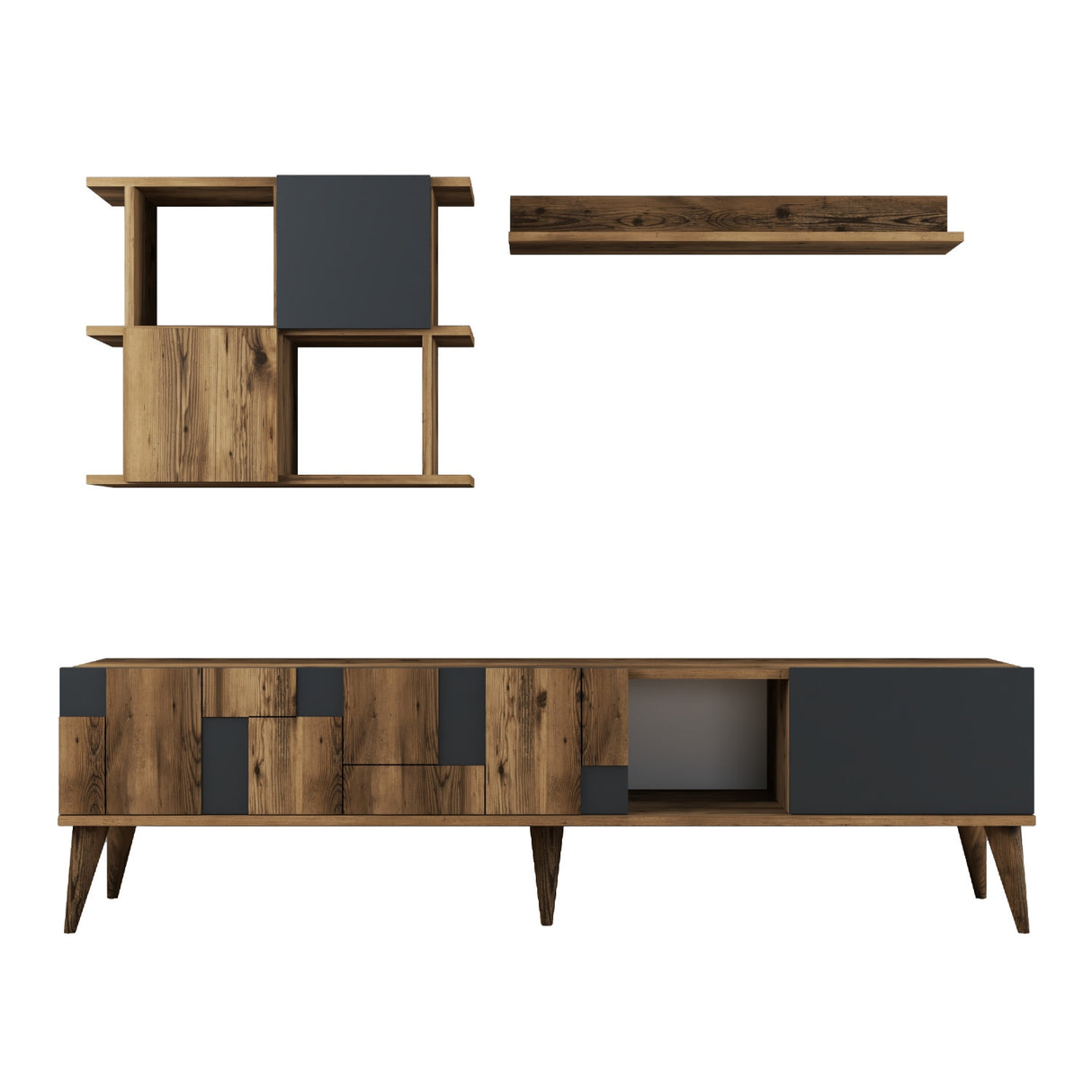 TV furniture set madrid walnut anthracite melamine 180x48.6x33.8 cm