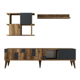 TV furniture set madrid walnut anthracite melamine 180x48.6x33.8 cm