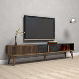 TV Furniture Milan Walnut Black Melamine 180x40x35 cm