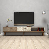 TV Furniture Milan Walnut White Marble Melamine 180x40x35 cm