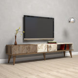 TV Furniture Milan Walnut White Marble Melamine 180x40x35 cm