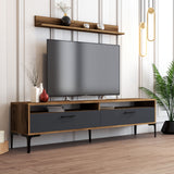 TV furniture set istanbul walnut anthracite melamine 180x47x35 cm