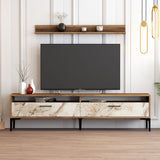 TV furniture set istanbul walnut white marble melamine 180x47x35 cm