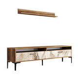 TV furniture set istanbul walnut white marble melamine 180x47x35 cm