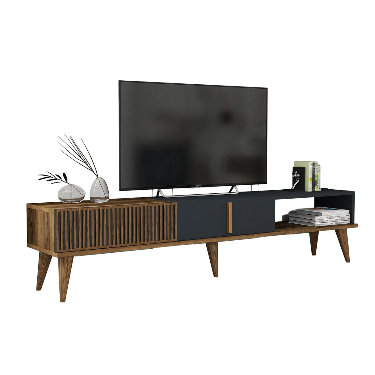 TV Furniture Milan Alt Walnut Anthracite Melamine 180x40x35 cm