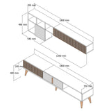 TV Furniture Set Milan TV Walnut White Melamine 180x40x35 cm