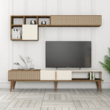 TV furniture set Milan TV Walnut Crème Melamine 180x40x35 cm