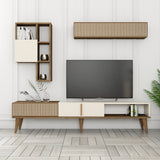 TV furniture set Milan TV Walnut Crème Melamine 180x40x35 cm