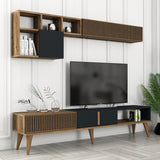 TV furniture set Milan TV Walnut Anthracite Melamine 180x40x35 cm