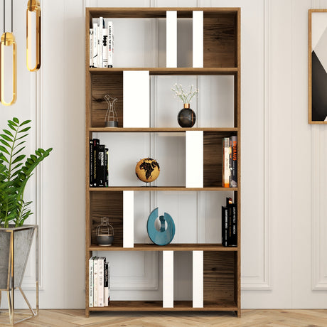 Bookcase lima walnut white melamine 90x180x20 cm