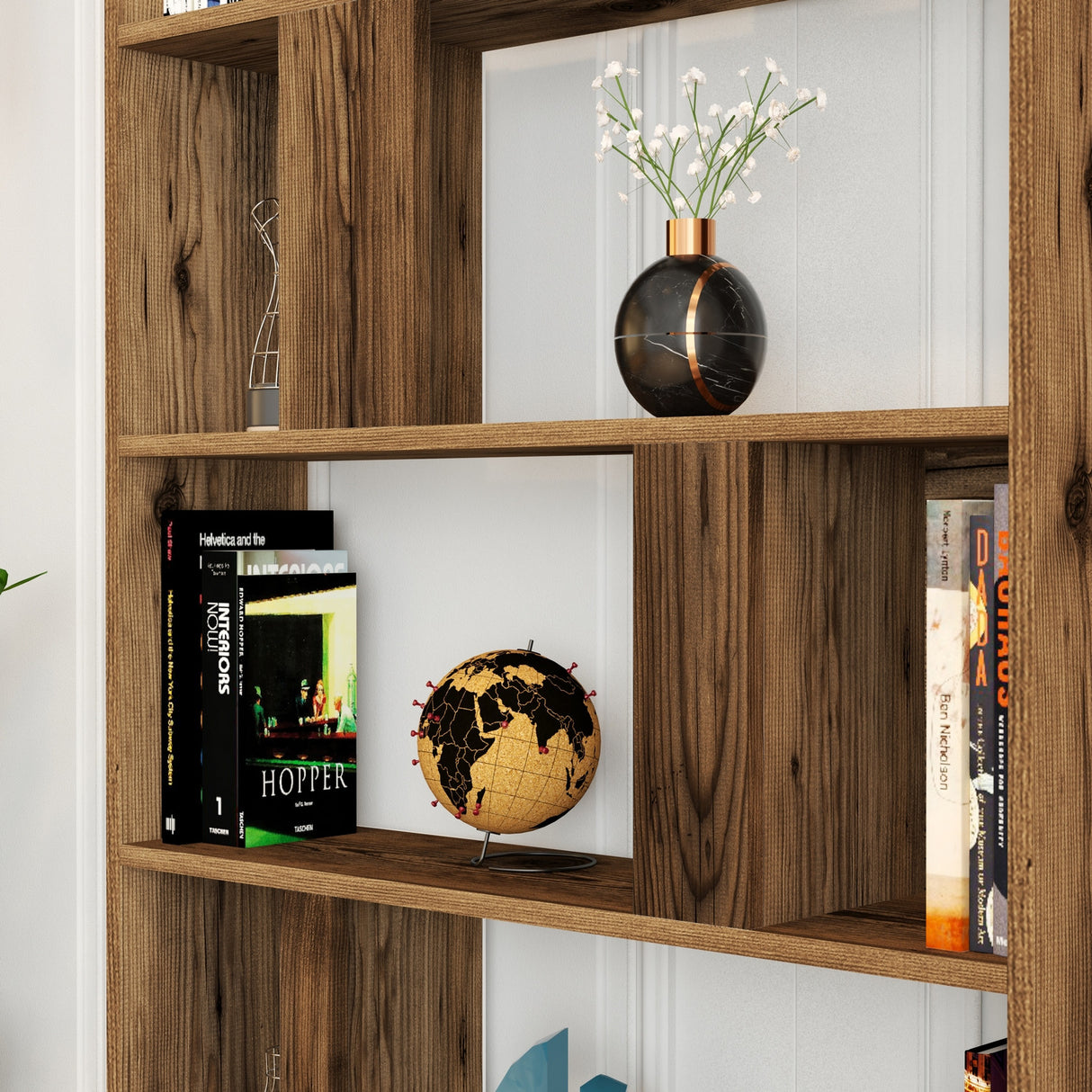 Bookcase Lima Walnut Melamine 90x180x20 cm