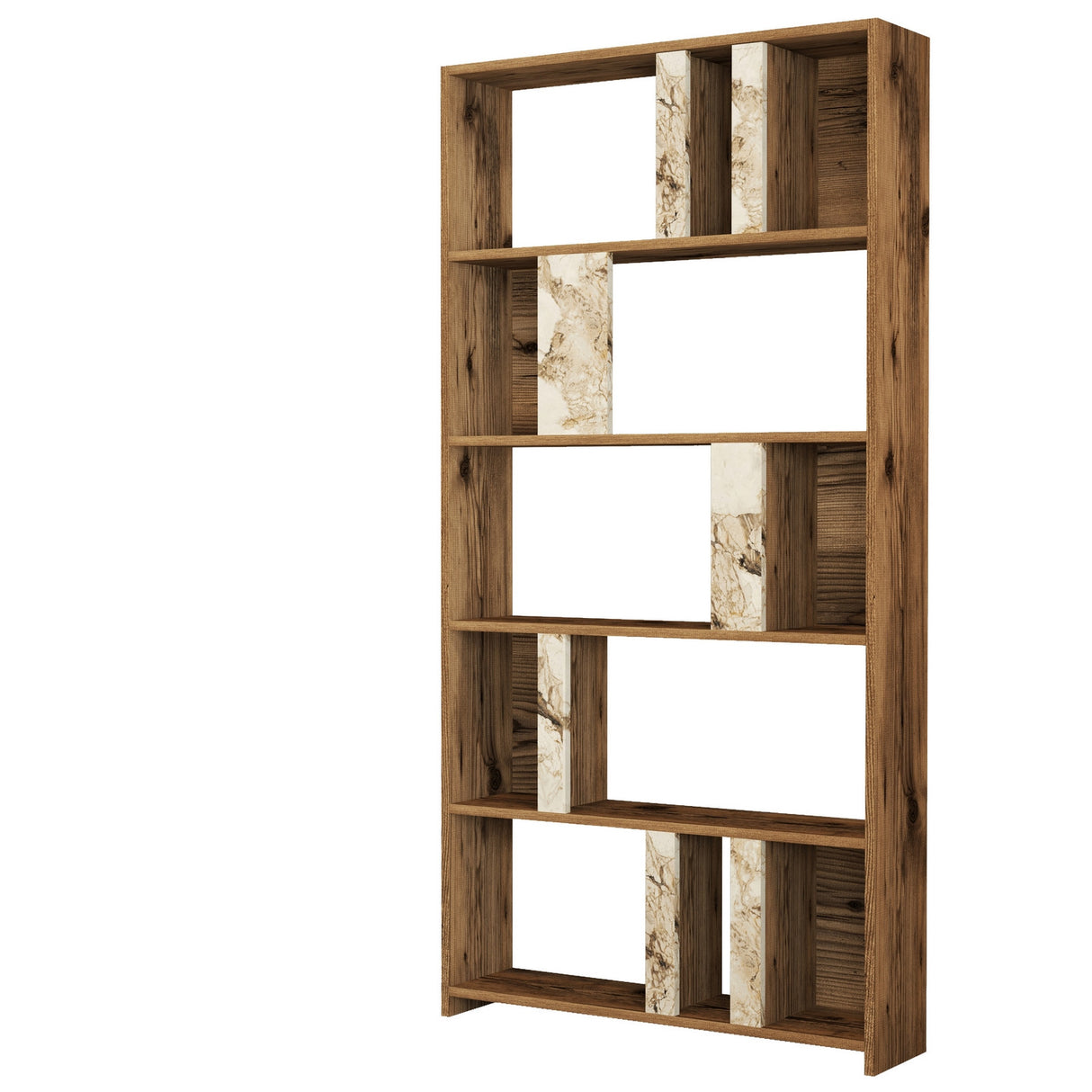 Bookcase Lima Walnut White Marmer Melamine 90x180x20 cm