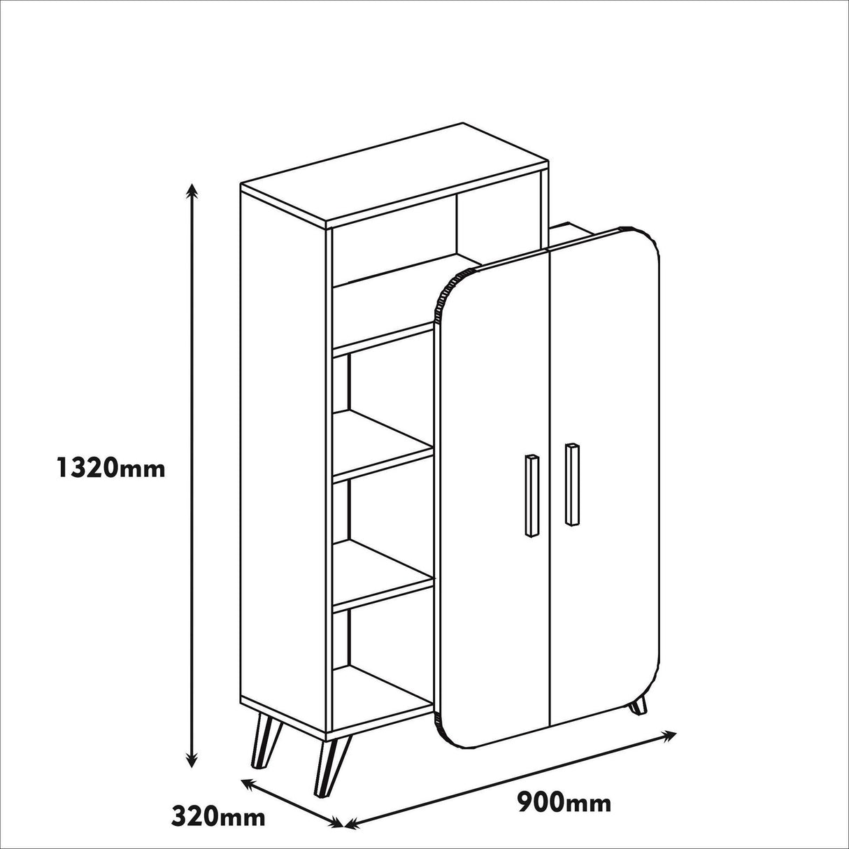 Bookcase Form white melamine 90x132x32 cm