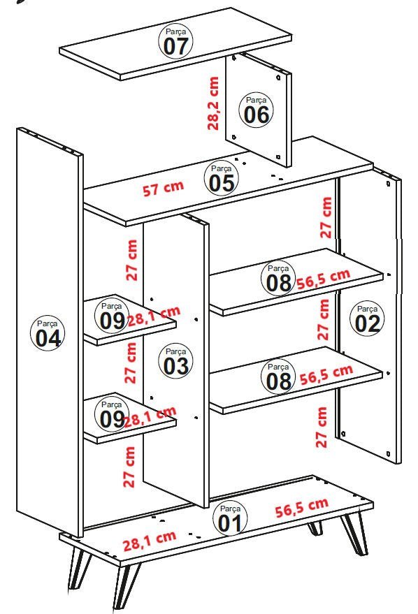 Bookcase Form white melamine 90x132x32 cm