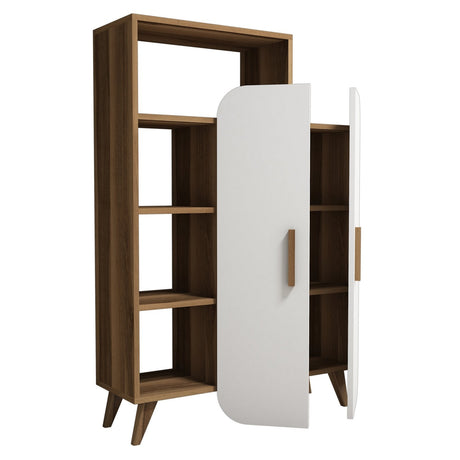 Bookcase Form Walnut White Melamine 90x132x32 cm