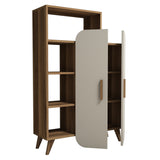 Bookcase Form Walnut Crème Melamine 90x132x32 cm