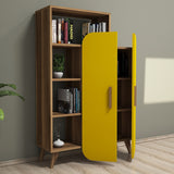 Bookcase Form Walnut Yellow Melamine 90x132x32 cm