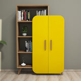 Bookcase Form Walnut Yellow Melamine 90x132x32 cm