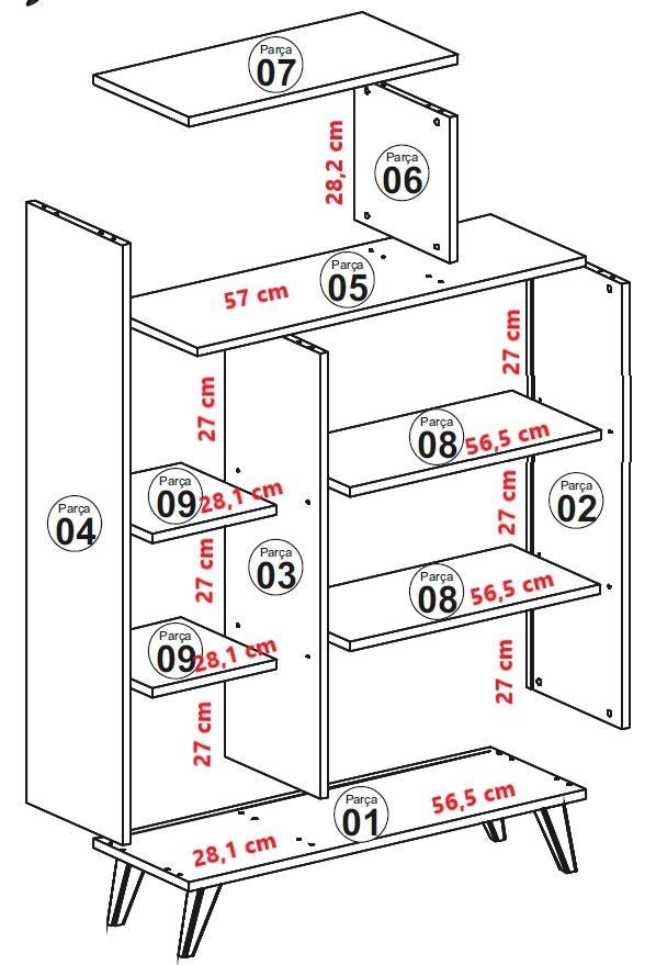 Bookcase Form Walnut Yellow Melamine 90x132x32 cm