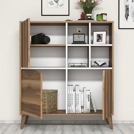 Wall cabinet pulse walnut white melamine 100x115x30 cm