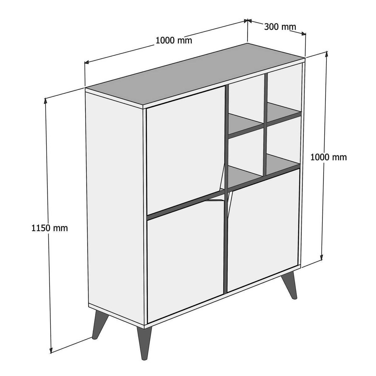 Wall cabinet pulse walnut white melamine 100x115x30 cm